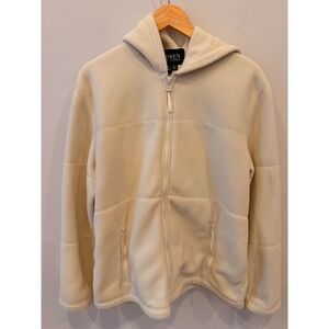 LAUREN RALPH LAUREN Women Fleece Zip Up Jacket Cream Beige Sherpa Lined Size XL